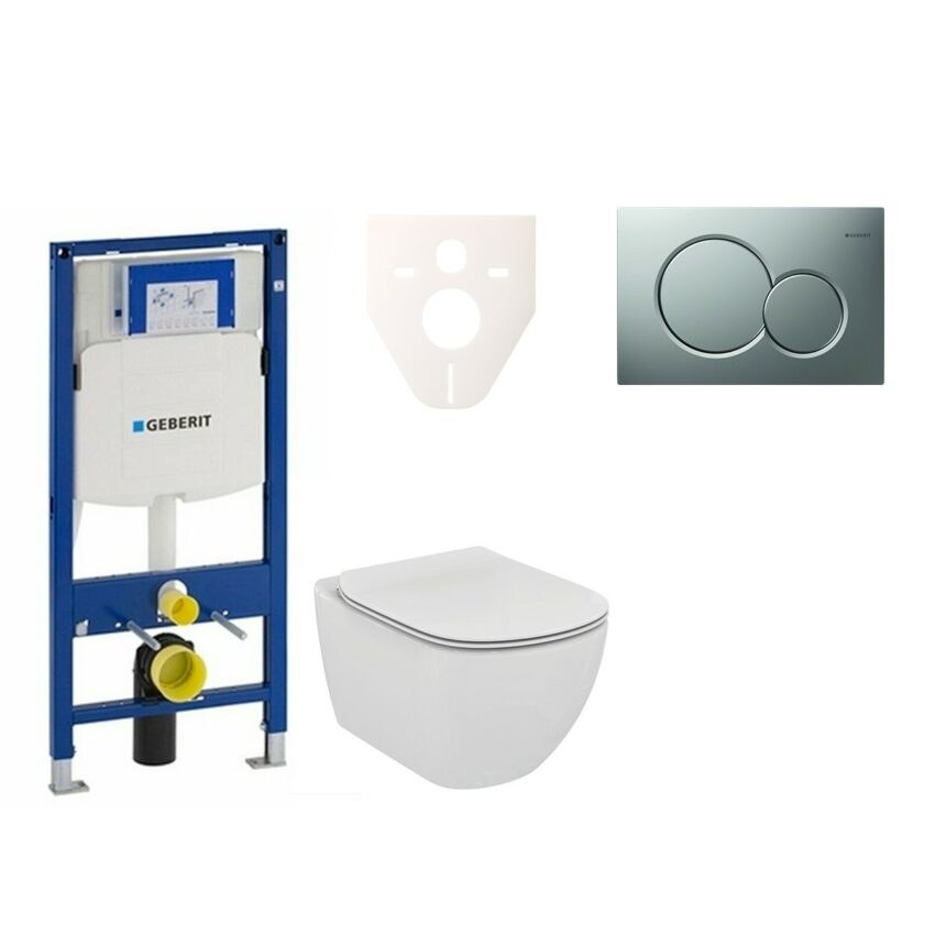 Cenově zvýhodněný závěsný WC set Geberit do lehkých stěn / předstěnová montáž+ WC Ideal Standard Tesi 111.300.00.5NE3