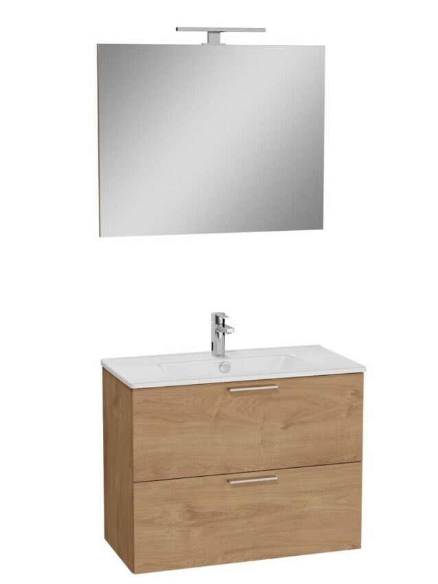 Koupelnová sestava s umyvadlem zrcadlem a osvětlením Vitra Mia 79x61x39