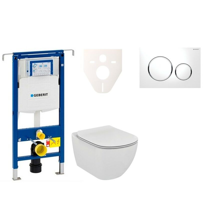 Cenově zvýhodněný závěsný WC set Geberit do lehkých stěn / předstěnová montáž+ WC Ideal Standard Tesi 111.355.00.5NF4