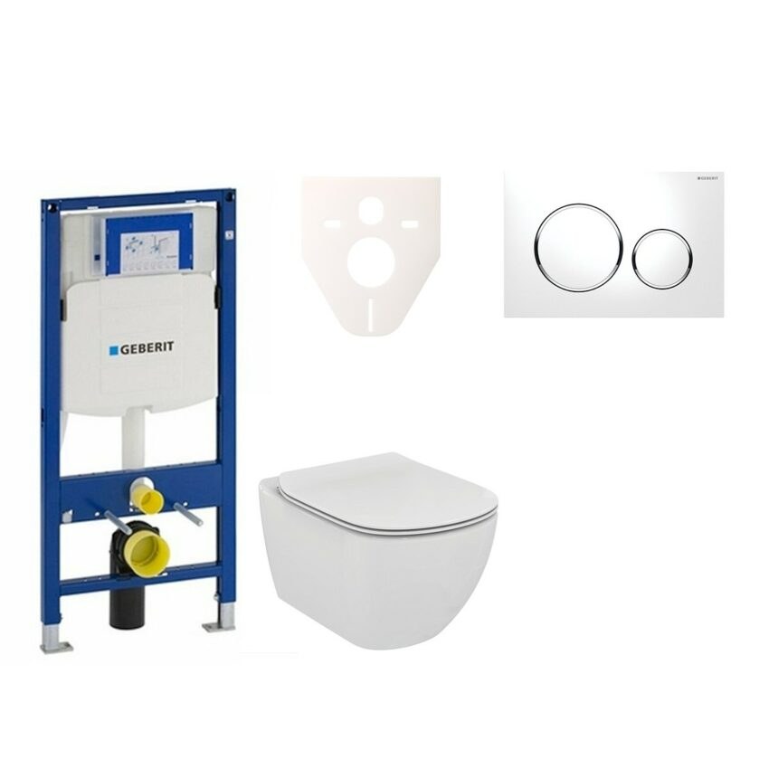 Cenově zvýhodněný závěsný WC set Geberit do lehkých stěn / předstěnová montáž+ WC Ideal Standard Tesi 111.300.00.5NF4